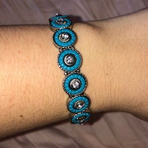 Charming Charlie teal & diamond bracelet